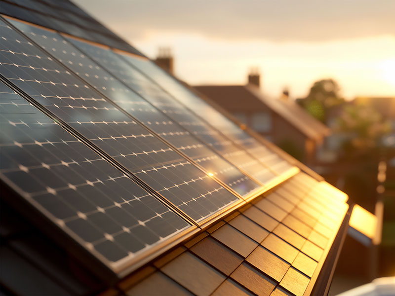solar panels on roof